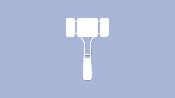 White Auction hammer icon isolated on purple background. Gavel - hammer of judge or auctioneer. Bidding process, deal done. Auction bidding. 4K Video motion graphic animation — Stock Video