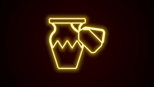 Leuchtende Neon-Linie Auction antike Vase Symbol isoliert auf schwarzem Hintergrund. Versteigerungsgebot. Verkauf und Käufer. 4K Video Motion Grafik Animation — Stockvideo