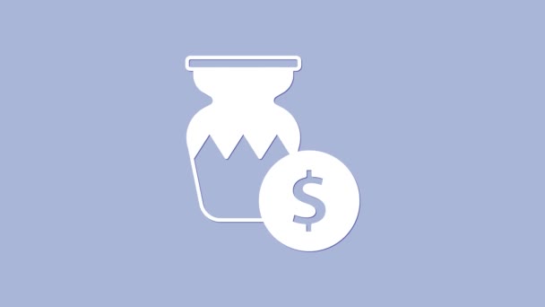 Weiße Auktion antike Vase Symbol isoliert auf violettem Hintergrund. Versteigerungsgebot. Verkauf und Käufer. 4K Video Motion Grafik Animation — Stockvideo