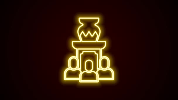 Zářící neonová čára Aukce starověká váza ikona izolované na černém pozadí. Dražba. Prodej a kupci. Grafická animace pohybu videa 4K — Stock video