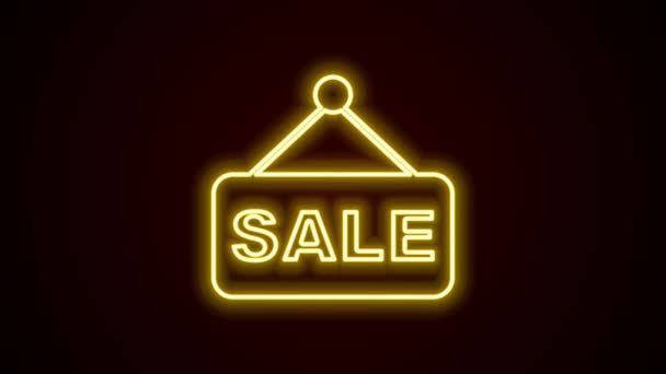 Linea neon incandescente Segnaprezzi con un'iscrizione Icona di vendita isolata su sfondo nero. Badge per il prezzo. Promozionale tag sconto. Animazione grafica 4K Video motion — Video Stock