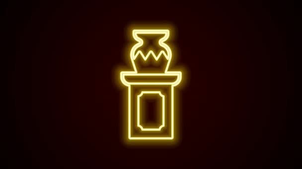 Parlayan neon hattı açık arttırması siyah arkaplanda izole edilmiş antik vazo simgesi. Açık arttırma teklifi. Satış ve alıcılar. 4K Video hareketli grafik canlandırması — Stok video
