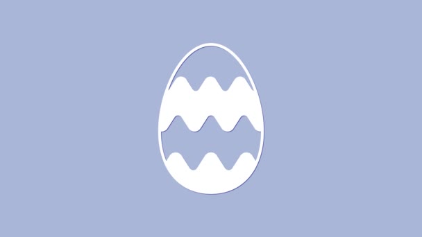 White Easter egg icon isolated on purple background. Happy Easter. 4K Video motion graphic animation — стоковое видео