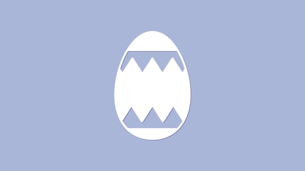 Icono de huevo de Pascua blanco aislado sobre fondo púrpura. Feliz Pascua. Animación gráfica de vídeo 4K — Vídeos de Stock