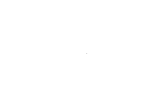 Línea negra Tumba con icono de lápida aislada sobre fondo blanco. Animación gráfica de vídeo 4K — Vídeos de Stock