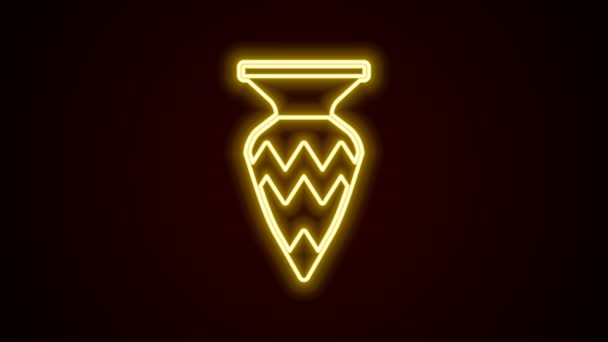 Glowing neon line Egyptian vase icon isolated on black background. Symbol of ancient Egypt. 4K Video motion graphic animation — Stockvideo