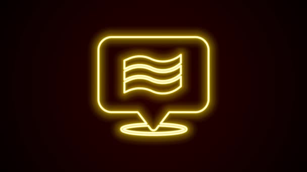 Žhnoucí neonová čára Vlajka Egypta ikona izolované na černém pozadí. Grafická animace pohybu videa 4K — Stock video