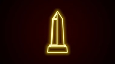 Glowing neon line Obelisk of Alexandria icon isolated on black background. Stone monument. Historical monument. High pillar memorial and column. 4K Video motion graphic animation