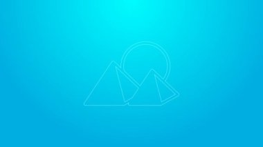 Pembe çizgi Mısır piramitleri ikonu mavi arkaplanda izole edilmiş. Antik Mısır 'ın sembolü. 4K Video hareketli grafik canlandırması