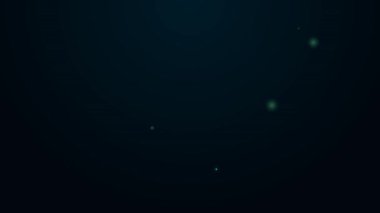 Parlayan neon çizgisi Tropikal palmiye ağacı simgesi siyah arkaplanda izole edildi. Hindistan cevizi palmiyesi. 4K Video hareketli grafik canlandırması