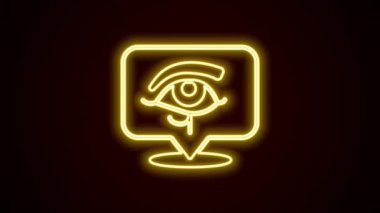 Glowing neon line Eye of Horus icon isolated on black background. Ancient Egyptian goddess Wedjet symbol of protection, royal power and good health. 4K Video motion graphic animation