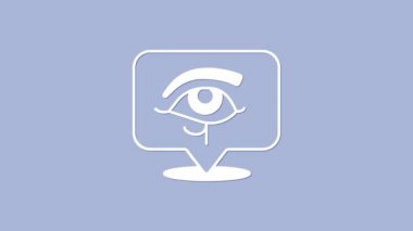 White Eye of Horus icon isolated on purple background. Ancient Egyptian goddess Wedjet symbol of protection, royal power and good health. 4K Video motion graphic animation