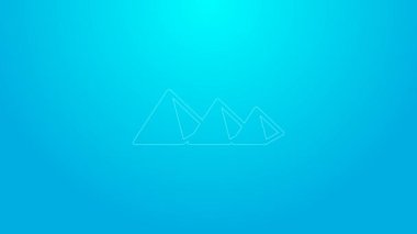 Pembe çizgi Mısır piramitleri ikonu mavi arkaplanda izole edilmiş. Antik Mısır 'ın sembolü. 4K Video hareketli grafik canlandırması