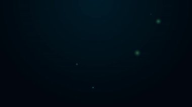 Parlayan neon hattı Mısır anubi simgesi siyah arkaplanda izole edildi. 4K Video hareketli grafik canlandırması