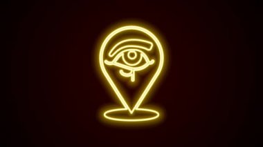 Glowing neon line Eye of Horus icon isolated on black background. Ancient Egyptian goddess Wedjet symbol of protection, royal power and good health. 4K Video motion graphic animation