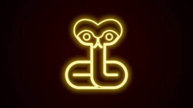 Parlayan neon hattı Yılan simgesi siyah arkaplanda izole edildi. 4K Video hareketli grafik canlandırması