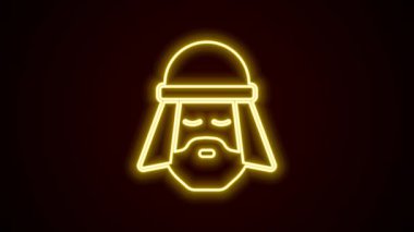 Glowing neon line Egyptian man icon isolated on black background. 4K Video motion graphic animation