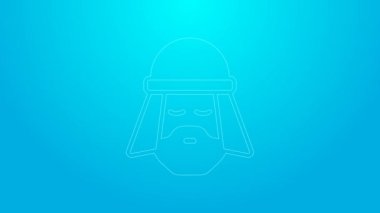 Pink line Egyptian man icon isolated on blue background. 4K Video motion graphic animation