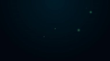 Parlayan neon çizgisi Mısır sembolü kanatlı güneş ikonu siyah arkaplanda izole edilmiş. 4K Video hareketli grafik canlandırması