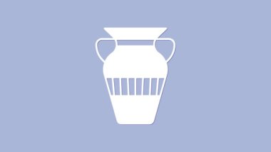 White Egyptian vase icon isolated on purple background. Symbol of ancient Egypt. 4K Video motion graphic animation