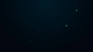 Parlayan neon hattı itfaiye hortumu ikonu siyah arka planda izole edildi. 4K Video hareketli grafik canlandırması