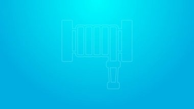 Pembe çizgili itfaiye hortumu ikonu mavi arka planda izole edilmiş. 4K Video hareketli grafik canlandırması