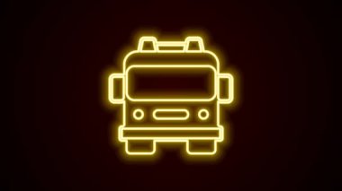 Parlayan neon hattı itfaiye aracı simgesi siyah arkaplanda izole edildi. İtfaiye. İtfaiyeciler acil durum aracı. 4K Video hareketli grafik canlandırması