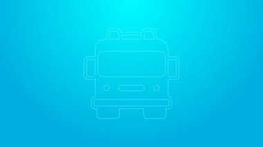 Pembe çizgili itfaiye aracı ikonu mavi arka planda izole edildi. İtfaiye. İtfaiyeciler acil durum aracı. 4K Video hareketli grafik canlandırması