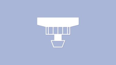 Beyaz Duman Alarm Sistemi simgesi mor arkaplanda izole edildi. Duman dedektörü. 4K Video hareketli grafik canlandırması