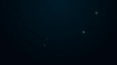 Siyah arka planda izole edilmiş ateş ikonu olan parlak neon hattı Pan. 4K Video hareketli grafik canlandırması