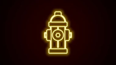 Parlayan neon hattı yangın musluğu simgesi siyah arkaplanda izole edildi. 4K Video hareketli grafik canlandırması