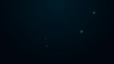 Parlayan neon hattı itfaiyeci balta simgesi siyah arka planda izole edildi. Yangın baltası. 4K Video hareketli grafik canlandırması