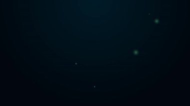 Parlayan neon hattı itfaiyeci ikonu siyah arka planda izole edildi. 4K Video hareketli grafik canlandırması