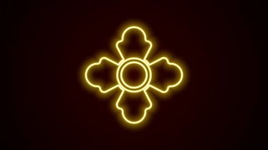 Parlayan neon hattı itfaiyeci ikonu siyah arka planda izole edildi. 4K Video hareketli grafik canlandırması