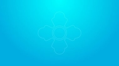 Pembe çizgili itfaiyeci ikonu mavi arka planda izole edildi. 4K Video hareketli grafik canlandırması