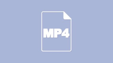 White MP4 file document. Download mp4 button icon isolated on purple background. MP4 file symbol. 4K Video motion graphic animation
