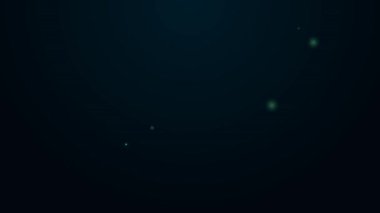 Parlak neon çizgisi, müzikal enstrüman perküsyon tef, metal plaka ikonu siyah arkaplanda izole edilmiş. 4K Video hareketli grafik canlandırması