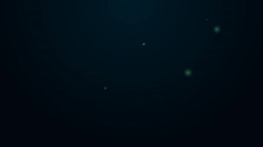 Ekran simgesinde nota sembolü olan parlak neon hattı Bilgisayar siyah arkaplanda izole edildi. 4K Video hareketli grafik canlandırması