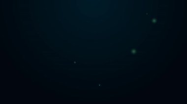 Parlayan neon hattı DJ siyah arkaplanda izole edilmiş müzik ikonu çalıyor. 4K Video hareketli grafik canlandırması