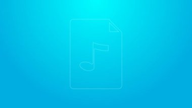 Pembe çizgi MP3 dosya belgesi. MP3 düğmesi simgesi mavi arkaplanda izole edildi. Mp3 müzik format işareti. MP3 dosya sembolü. 4K Video hareketli grafik canlandırması