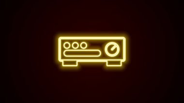 Parlayan neon hattı Ses Karıştırıcı simgesi siyah arkaplanda izole edildi. DJ ekipman kaydırma düğmeleri. Konsol karıştırılıyor. 4K Video hareketli grafik canlandırması