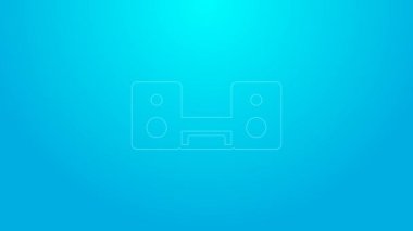 Pink line Home stereo with two speakers icon isolated on blue background. Music system. 4K Video motion graphic animation