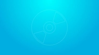 Pembe çizgi Vinil disk simgesi mavi arkaplanda izole edildi. 4K Video hareketli grafik canlandırması