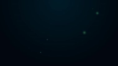 Parlayan neon hattı ses kriko simgesi siyah arkaplanda izole edildi. Bağlantı ses ekipmanları için ses kablosu. Fiş kablosu. Müzik aleti. 4K Video hareketli grafik canlandırması