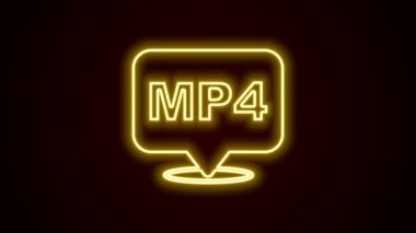 Parlayan neon hattı MP4 dosya belgesi. Siyah arkaplanda izole edilmiş mp4 düğmesi simgesi indir. MP4 dosya sembolü. 4K Video hareketli grafik canlandırması