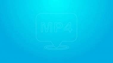 Pink line MP4 file document. Download mp4 button icon isolated on blue background. MP4 file symbol. 4K Video motion graphic animation