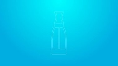 Pink line Vape liquid bottle for electronic cigarettes icon isolated on blue background. 4K Video motion graphic animation