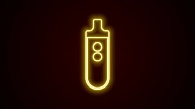 Parlayan neon hattı Elektronik sigara ikonu siyah arkaplanda izole edildi. Tüttürme aleti. Buharlaştırıcı Cihaz. 4K Video hareketli grafik canlandırması