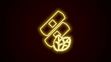 Glowing neon line Medical nicotine patches icon isolated on black background. Anti-tobacco medical plaster. 4K Video motion graphic animation