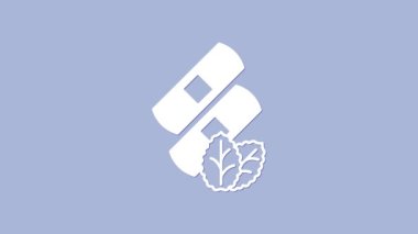 White Medical nicotine patches icon isolated on purple background. Anti-tobacco medical plaster. 4K Video motion graphic animation